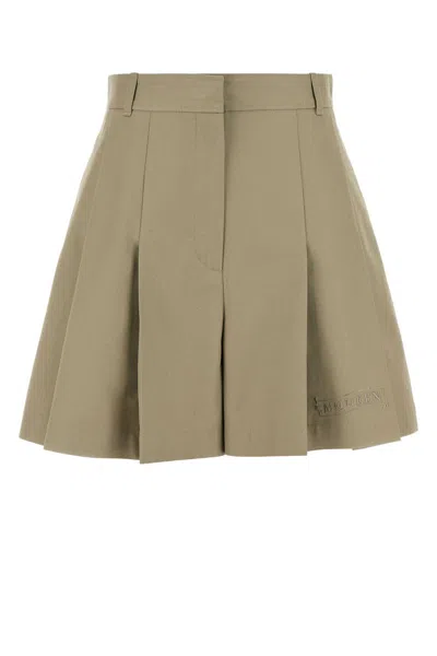 Alexander Mcqueen Women Dove Grey Cotton Shorts