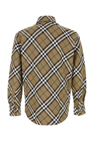Burberry Embroidered Oxford Shirt Collar Button-down In Lindenipcheck