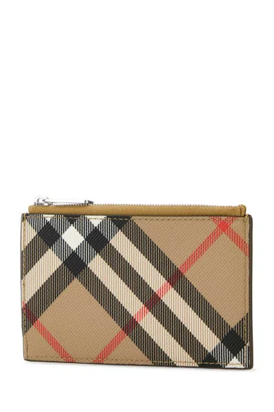 Burberry Printed Canvas Check Card Holder In Multi