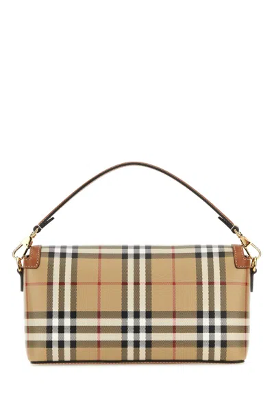 Burberry Womens Briar Brown Check-print Flap-front Woven-blend Cross-body Bag