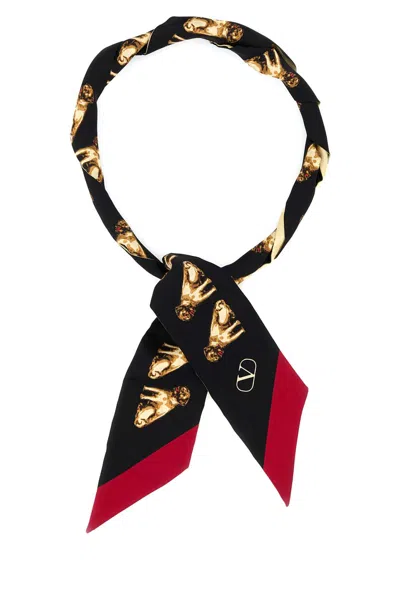 Valentino Garavani Beige And Blue Silk Scarves In Multi