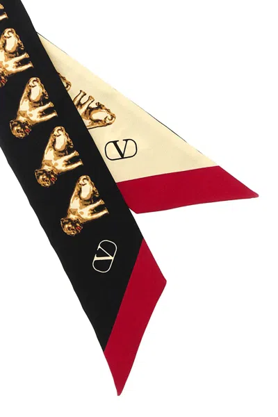 Valentino Garavani Beige And Blue Silk Scarves In Multi