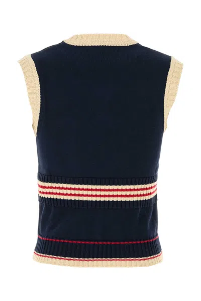 Valentino Garavani Women Midnight Blue Cotton Vest In Blue