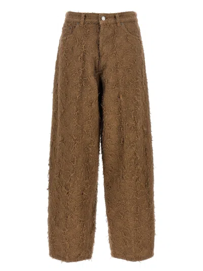 Haikure Becky Fur-effect Cotton Jeans In Brown
