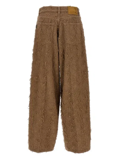 Haikure Becky Fur-effect Cotton Jeans In Brown