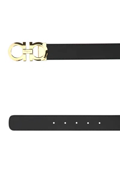 Ferragamo Reversible Smooth Leather Belt With Adjustable Length In Black