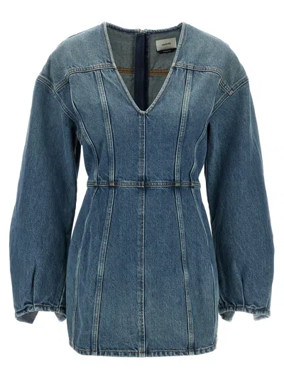 Haikure V-neckline Long Sleeves Panel Detailing Dress In Blue