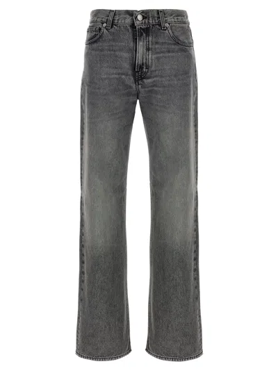 Haikure 'korea' Grey Jeans With Faded Effect And Logo Patch On The Back In Gray