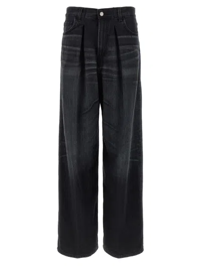 Haikure Black Jeans With Belt Loops And Logo Patch On The Rear