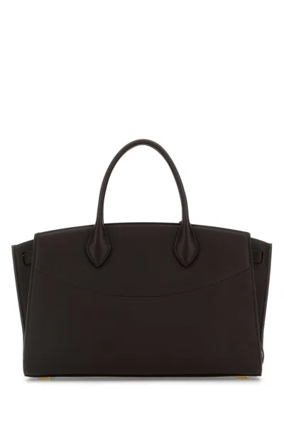 Ferragamo Dark Brown Leather Large Studio Soft Handbag