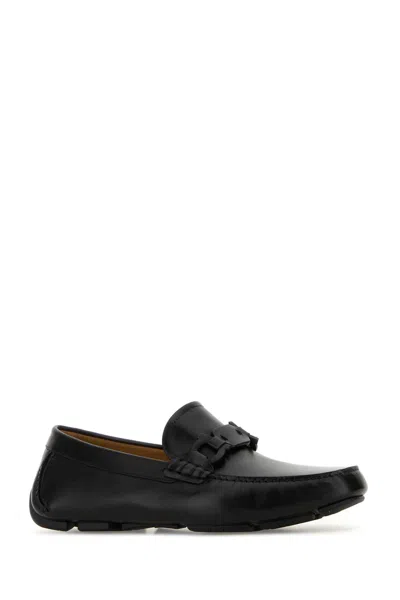 Ferragamo Black Leather Byte Loafers