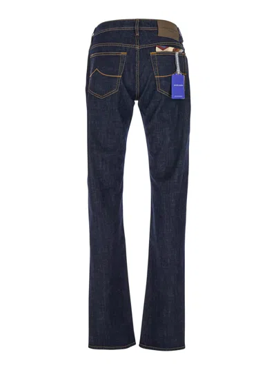 Jacob Cohen 'bard' Blue Jeans With Belt Loops And Logo Patch On The Rear