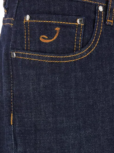 Jacob Cohen 'bard' Blue Jeans With Belt Loops And Logo Patch On The Rear