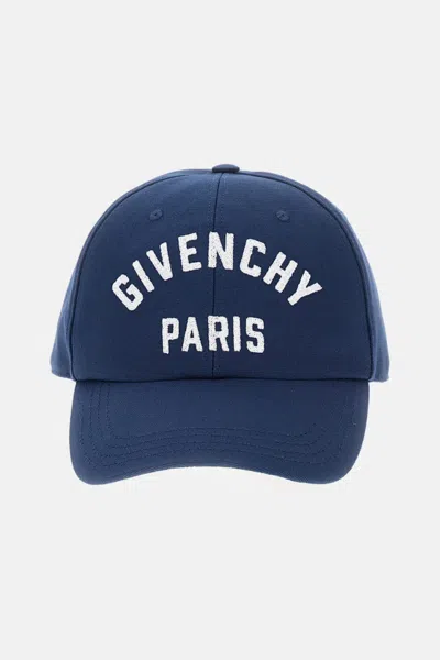 Givenchy Men Baseball Cap With Embroidered Logo In Blue