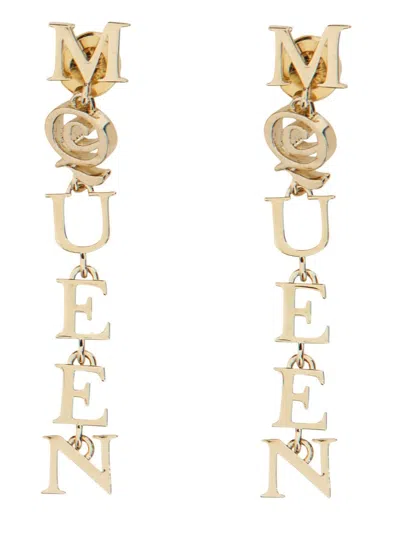Alexander Mcqueen Logo Earrings In Gold