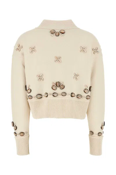 Alanui Cardigan Ocean Dream Oversize In Misto Seta Avorio Donna In Neutral