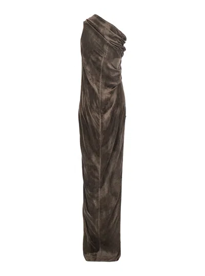 Rick Owens Athena Arrowhead Gown In Brown