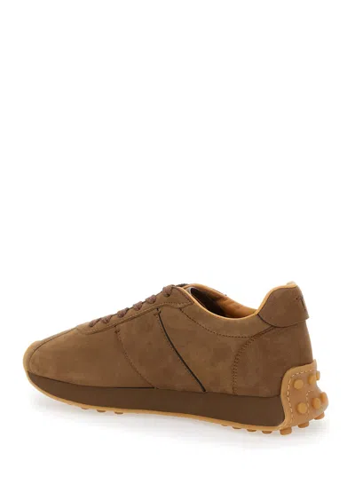 Tod's Brown Low Top Sneakers With Cleat Details On Heel And Sole In Brown