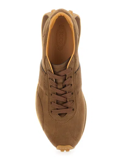 Tod's Brown Low Top Sneakers With Cleat Details On Heel And Sole In Brown