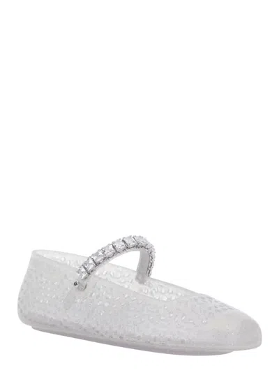 Jimmy Choo The Jelly Transparent Ballet Flats With Crystals Women In Transparent