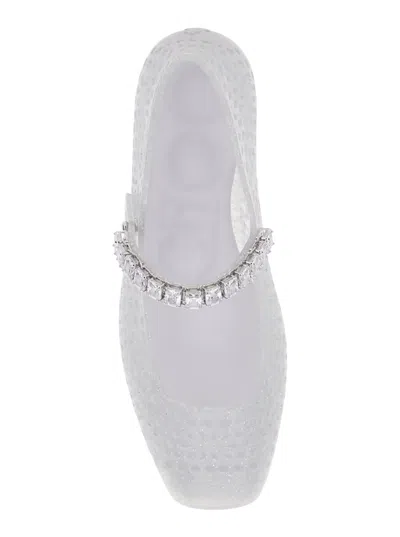 Jimmy Choo The Jelly Transparent Ballet Flats With Crystals Women In Transparent