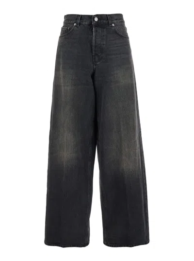 Haikure Loose Fit Denim Trousers In Black