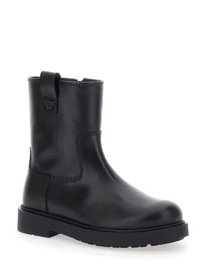 Emporio Armani Boot Vitello Lucido In Black