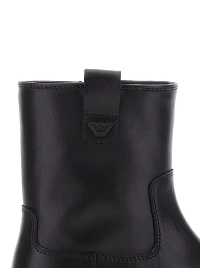 Emporio Armani Boot Vitello Lucido In Black