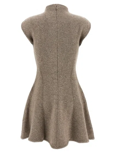 Magda Butrym Marled Knit Skater Dress In Beige In Brown