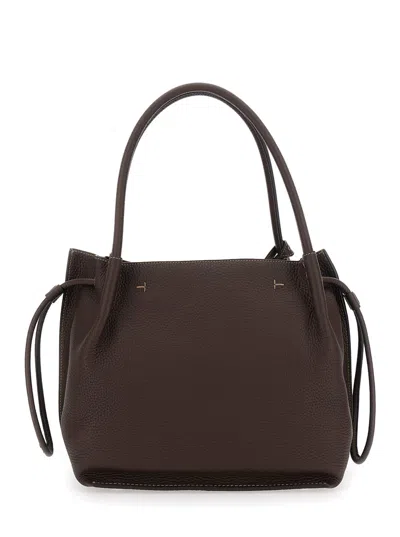 Tod's Brown Shoulder Bag With Two Top Handles And Drawstring Closure