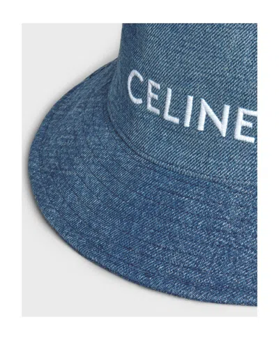 Celine Bucket Hat In Dark Union Wash Denim