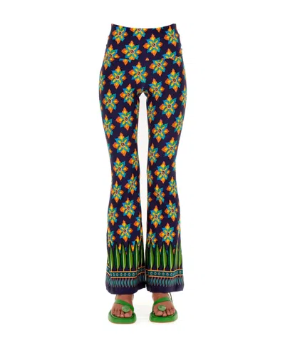 La Doublej Printed Bell Bottoms In Black