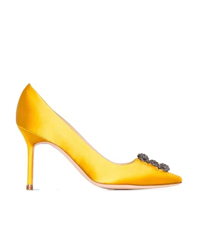 Manolo Blahnik Crystal Buckle Pointed High Heels