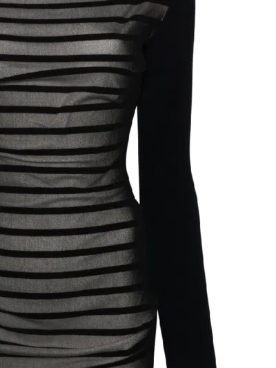 Jean Paul Gaultier Striped Mini Dress In Two In Black