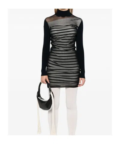 Jean Paul Gaultier Striped Mini Dress In Two In Black