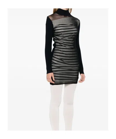 Jean Paul Gaultier Striped Mini Dress In Two In Black