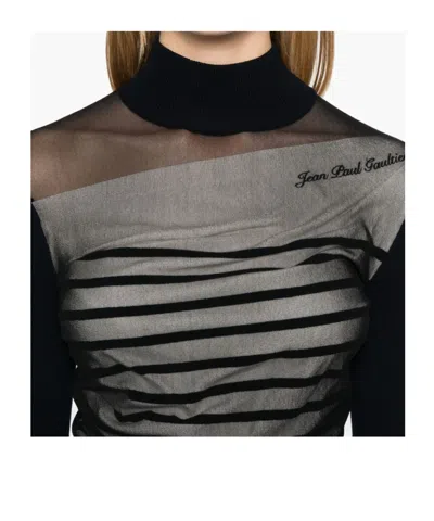Jean Paul Gaultier Striped Mini Dress In Two In Black