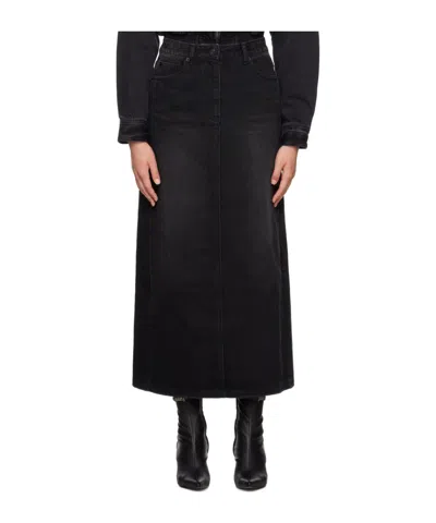 Juunj Black Faded Denim Maxi Skirt