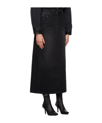 Juunj Black Faded Denim Maxi Skirt