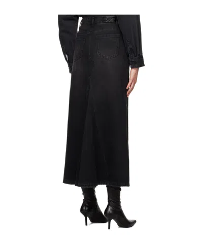 Juunj Black Faded Denim Maxi Skirt