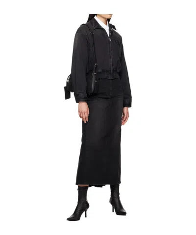 Juunj Black Faded Denim Maxi Skirt