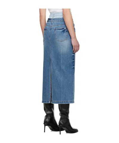 Juunj Blue Double Waist Denim Midi Skirt
