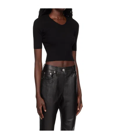 Juunj Ribbed Round-neck Sweater In Black