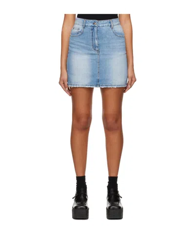 Juunj Blue Destroyed Denim Miniskirt In Blue