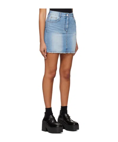 Juunj Blue Destroyed Denim Miniskirt In Blue