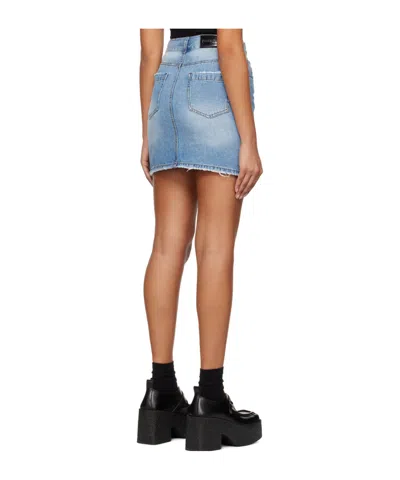 Juunj Blue Destroyed Denim Miniskirt In Blue