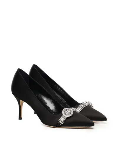 Manolo Blahnik Asapump Satin Pumps In Black