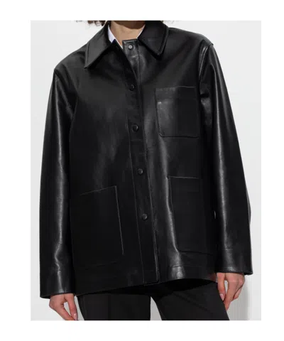 Officine Generale Patch-pocket Leather Jacket In Black