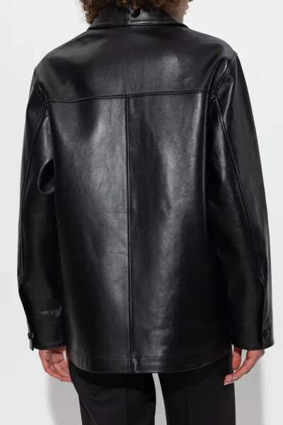 Officine Generale Patch-pocket Leather Jacket In Black