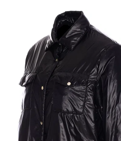 Herno Long Sleeved Press-stud Down Jacket In Black